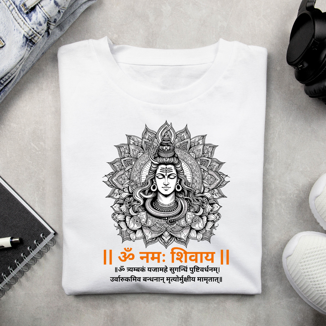 Shivom white T-Shirt, Spiritual T-shirt, Yoga T-shirt.