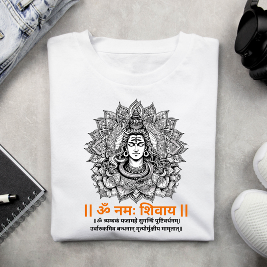 Shivom white T-Shirt, Spiritual T-shirt, Yoga T-shirt.