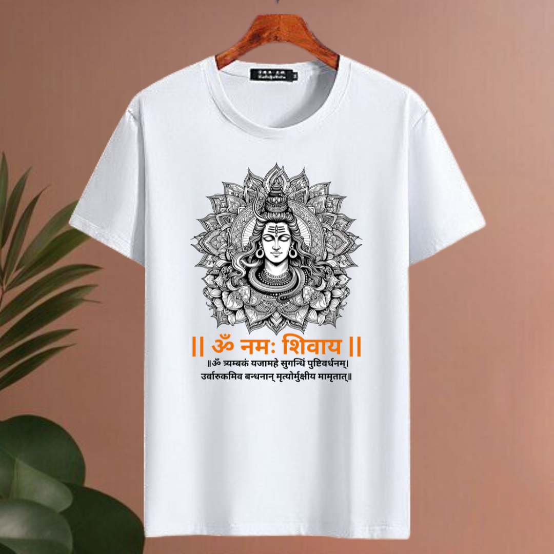 Shivom white T-Shirt, Spiritual T-shirt, Yoga T-shirt.