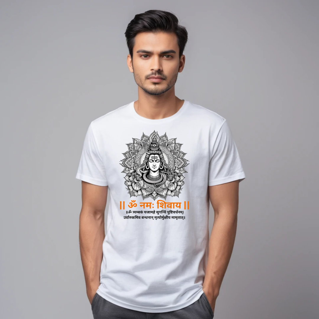 Shivom white T-Shirt, Spiritual T-shirt, Yoga T-shirt.