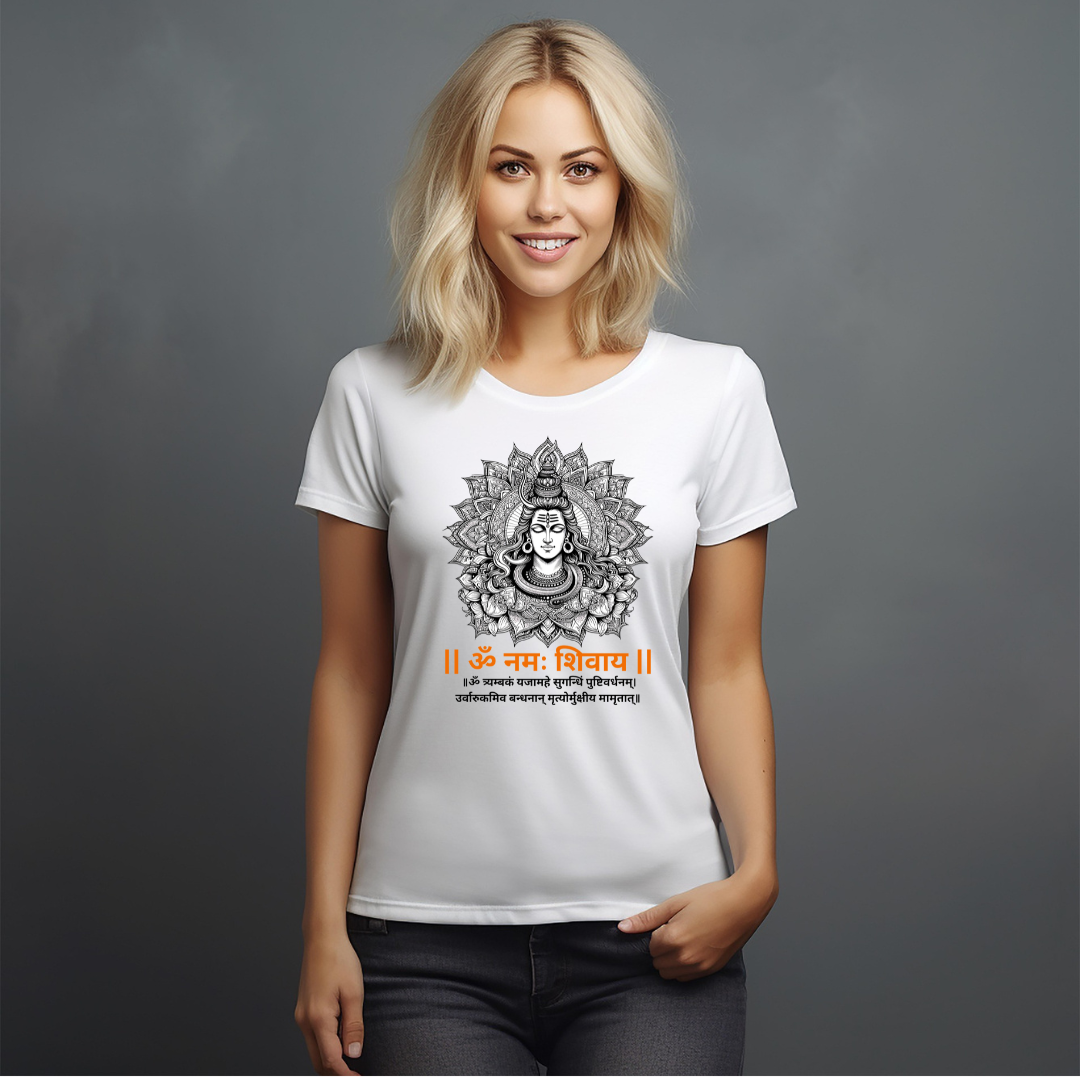 Shivom white T-Shirt, Spiritual T-shirt, Yoga T-shirt.