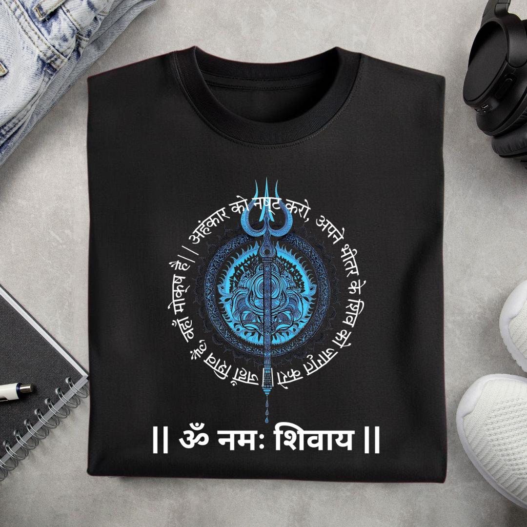 Shiv Trishul Blue T-shirt, Spiritual T-shirt, Yoga T-shirt.