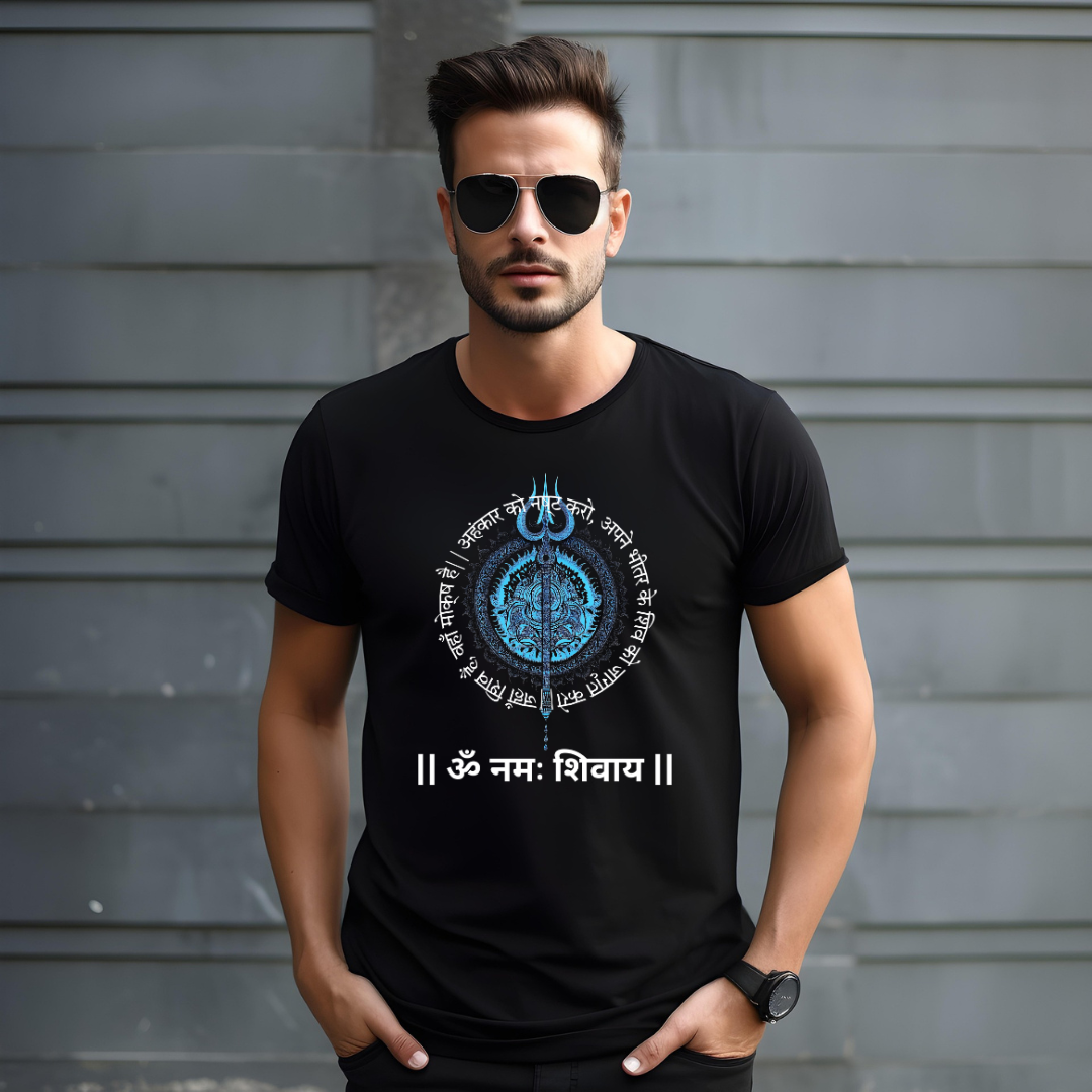 Shiv Trishul Blue T-shirt, Spiritual T-shirt, Yoga T-shirt.