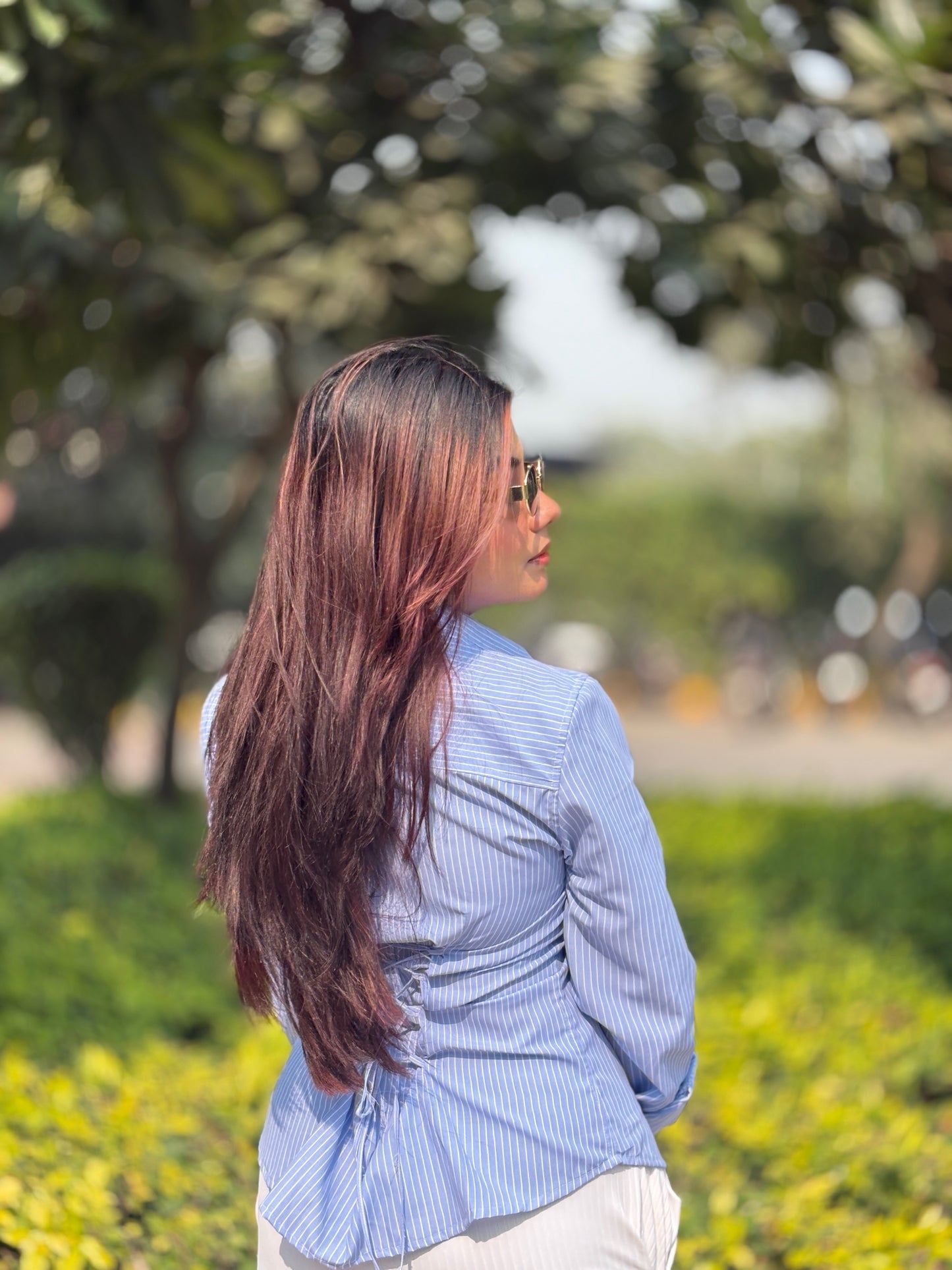 Indo-Western Corset back/ Lace-up back collared full sleeve Shirt/Tops.