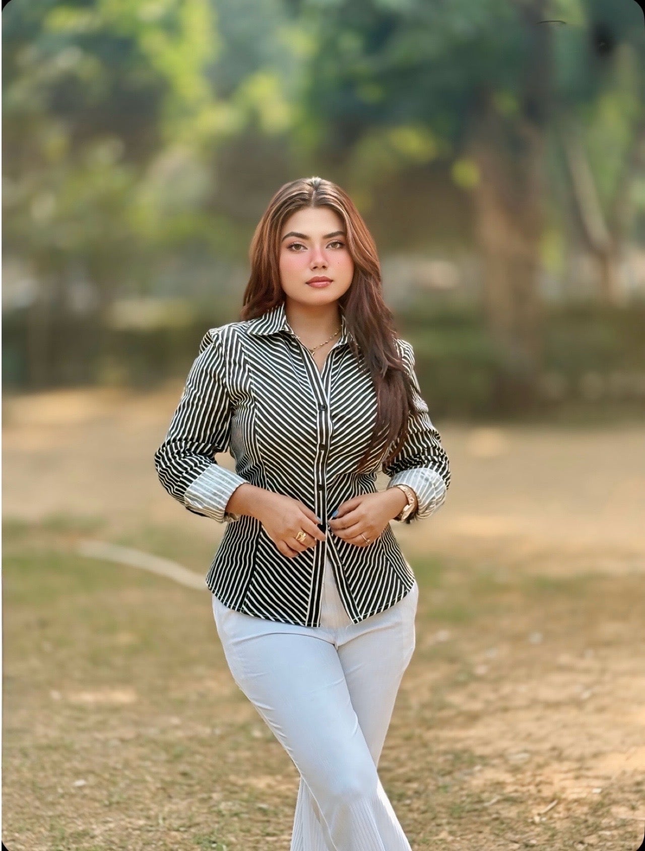 Indo-Western Corset back/ Lace-up back collared full sleeve Shirt/Tops.